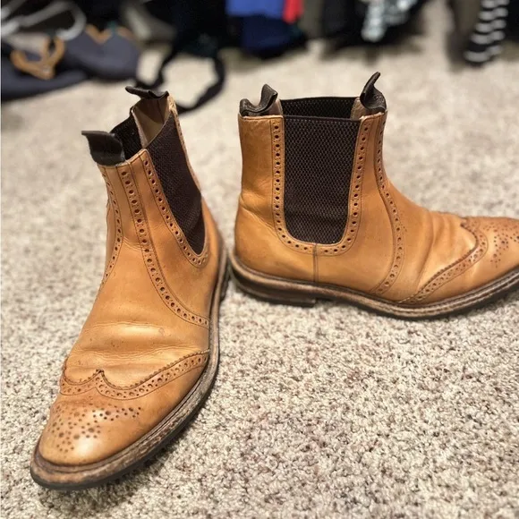 Loake 1880 Thirsk Chelsea Boots – UK Made – Tan Brogue – Rare / Discontinued