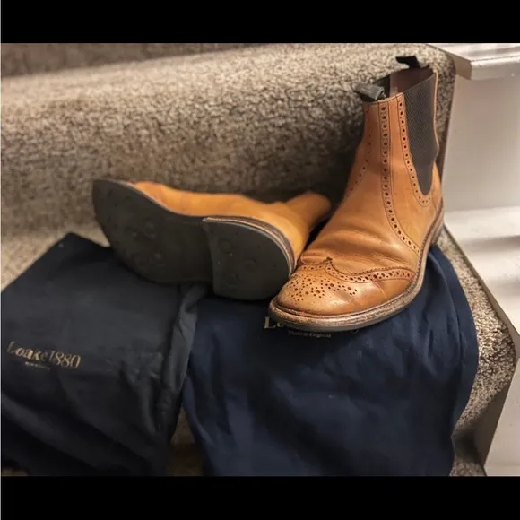 Loake 1880 Thirsk Chelsea Boots – UK Made – Tan Brogue – Rare / Discontinued