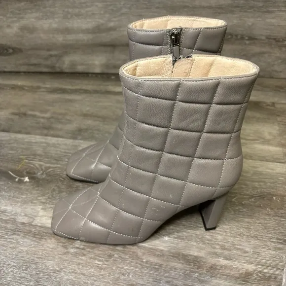 Lola Cruz | Quilted Square Toe Ankle Booties In Grey Size 36 NEW