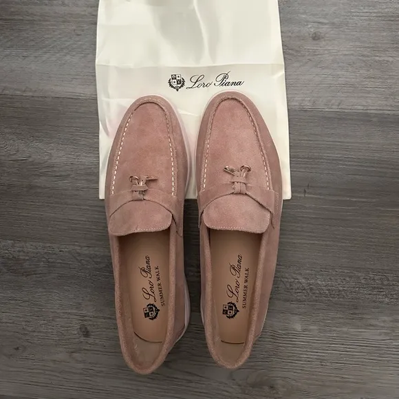 Loro Piana Pink Suede Men's Loafers