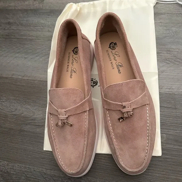 Loro Piana Pink Suede Men's Loafers