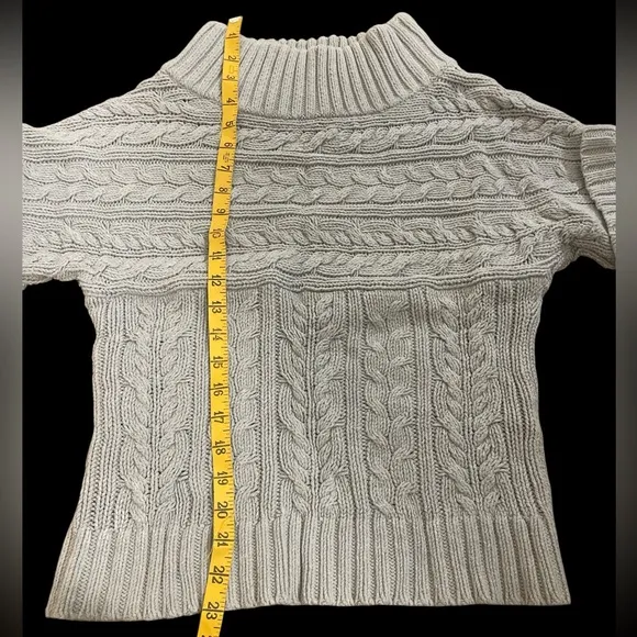 Lot 3 sweaters grey white marled cardigan pullover cable knit Anthropologie S