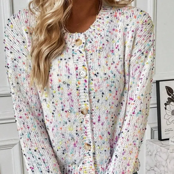 Lottie Confetti Cardigan - White