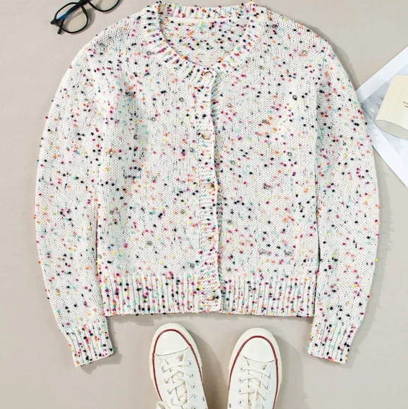 Lottie Confetti Cardigan - White