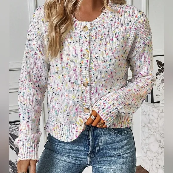 Lottie Confetti Cardigan - White