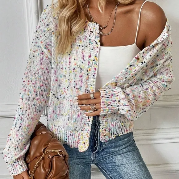 Lottie Confetti Cardigan - White