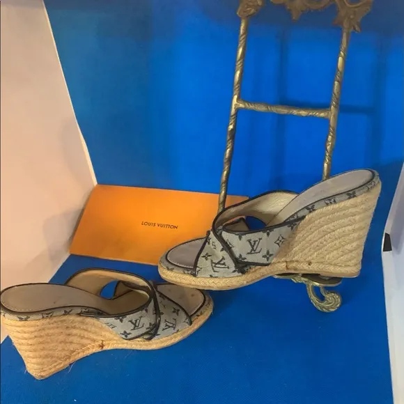 Louis Vuitton mini monogram espadrille wedges LV Toe Mule Ibiza  Date codeCA0123