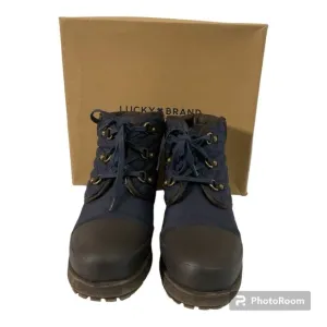 Lucky Brand Blue/Brown AKONN Quilted Boots  Size 9.5 M women’s