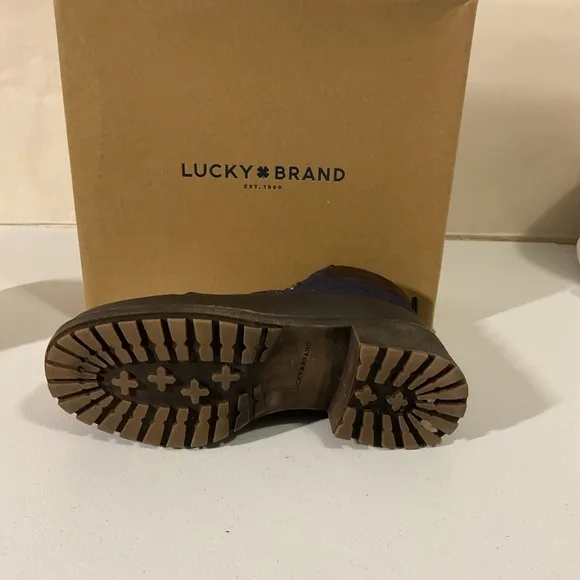 Lucky Brand Blue/Brown AKONN Quilted Boots  Size 9.5 M women’s