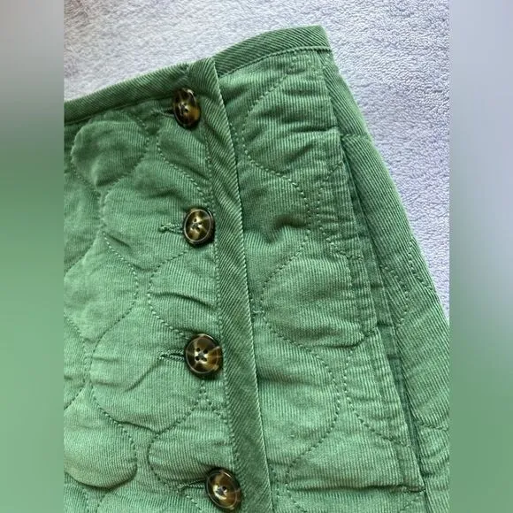 MADEWELL Corduroy Quilted Mini Skirt: SIMPLY SAGE Size 00 Style number NB889