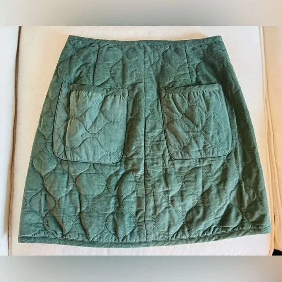 MADEWELL Corduroy Quilted Mini Skirt: SIMPLY SAGE Size 00 Style number NB889