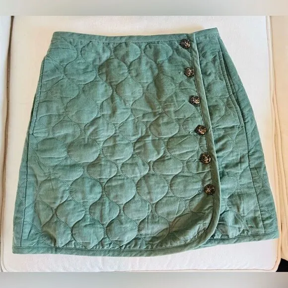 MADEWELL Corduroy Quilted Mini Skirt: SIMPLY SAGE Size 00 Style number NB889