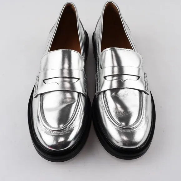 MADEWELL Size 7.5 The Vernon Loafer in Silver Mirror Leather