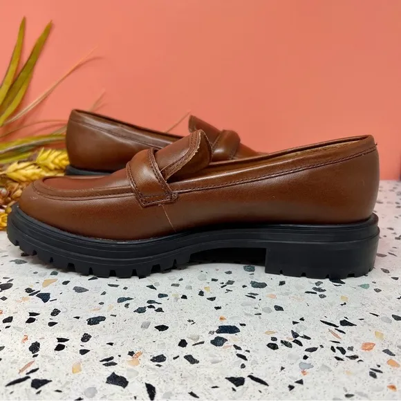 Madewell The Bradley Stable Congnac Chunky Lug Sole Women’ Leather Loafers Sz 9