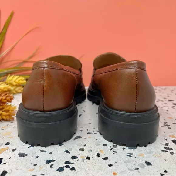 Madewell The Bradley Stable Congnac Chunky Lug Sole Women’ Leather Loafers Sz 9