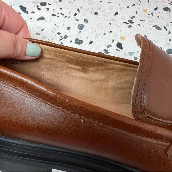Madewell The Bradley Stable Congnac Chunky Lug Sole Women’ Leather Loafers Sz 9