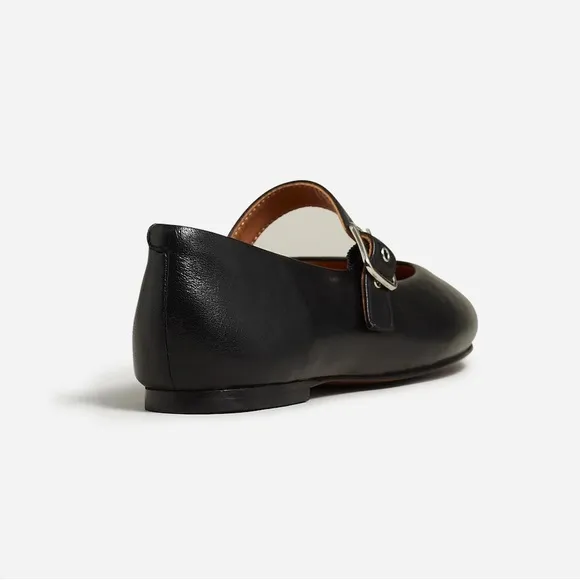 Madewell The Remy Mary Jane Flat in True Black Leather Size 10.5