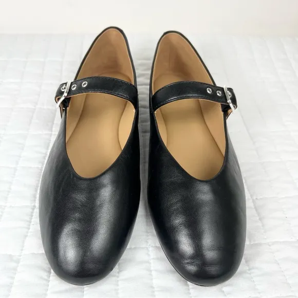 Madewell The Remy Mary Jane Flat in True Black Leather Size 10.5