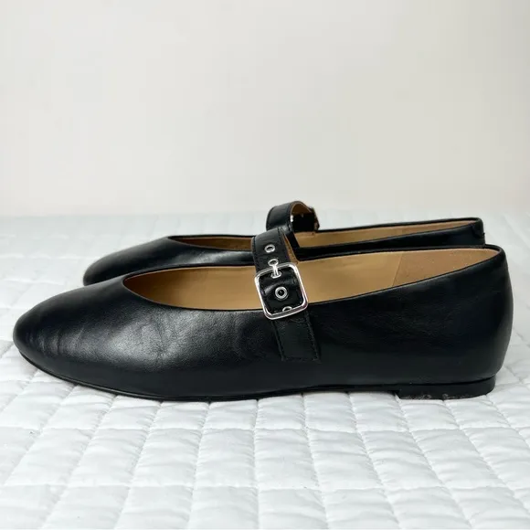 Madewell The Remy Mary Jane Flat in True Black Leather Size 10.5