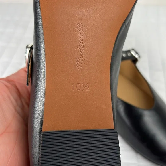 Madewell The Remy Mary Jane Flat in True Black Leather Size 10.5