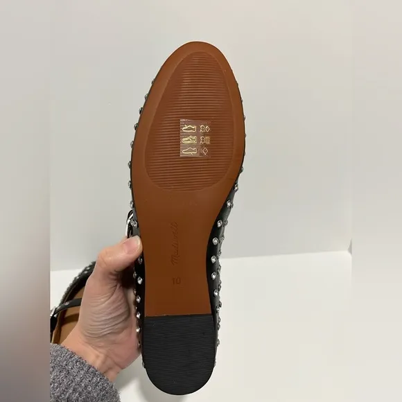 Madewell The Remy Mary Jane Flat NEW Black with Bezel Set Embellishments size 10
