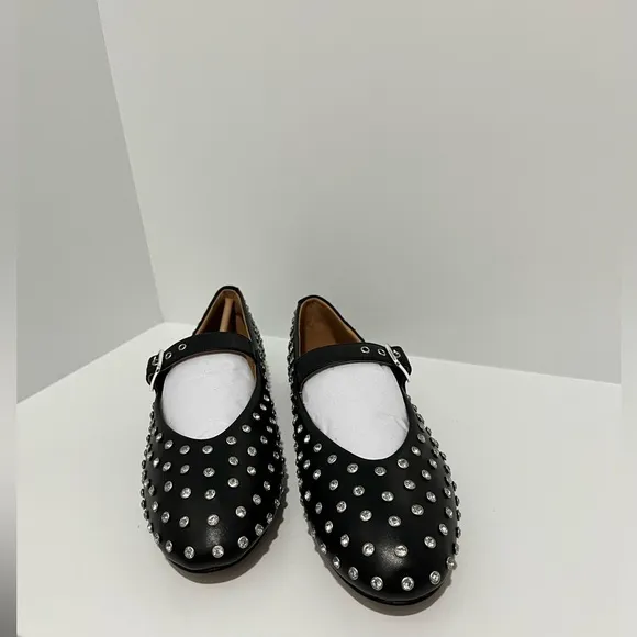 Madewell The Remy Mary Jane Flat NEW Black with Bezel Set Embellishments size 10