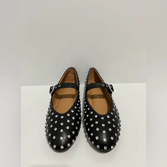 Madewell The Remy Mary Jane Flat NEW Black with Bezel Set Embellishments size 10