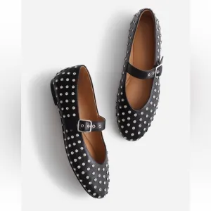 Madewell The Remy Mary Jane Flat NEW Black with Bezel Set Embellishments size 10