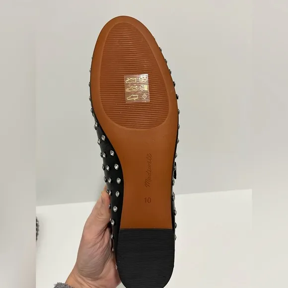 Madewell The Remy Mary Jane Flat NEW Black with Bezel Set Embellishments size 10