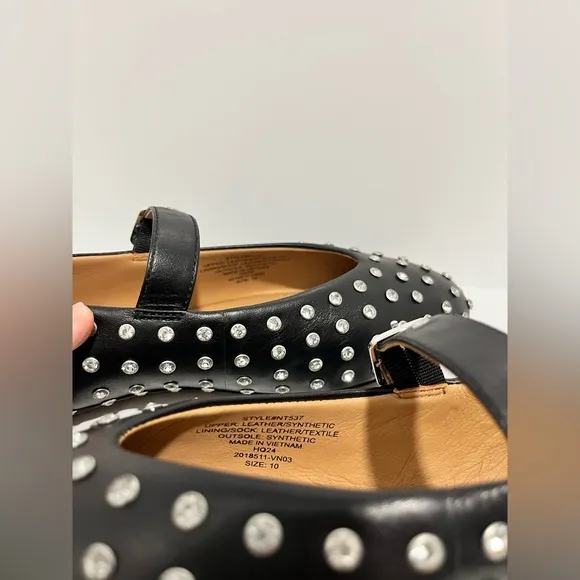 Madewell The Remy Mary Jane Flat NEW Black with Bezel Set Embellishments size 10