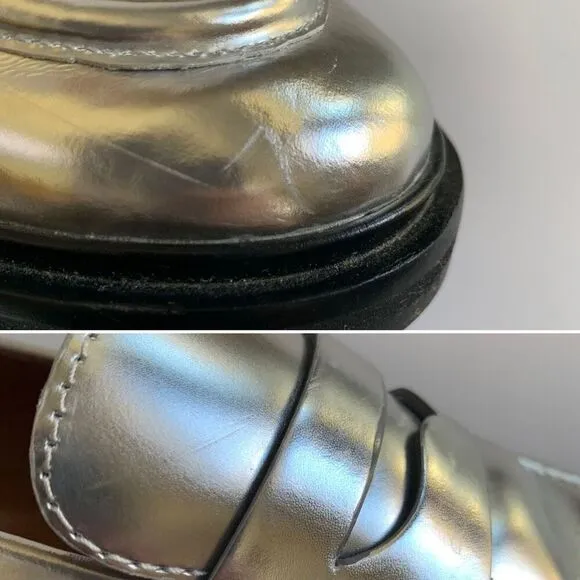 Madewell The Vernon Leather Loafer in Silver Size 9
