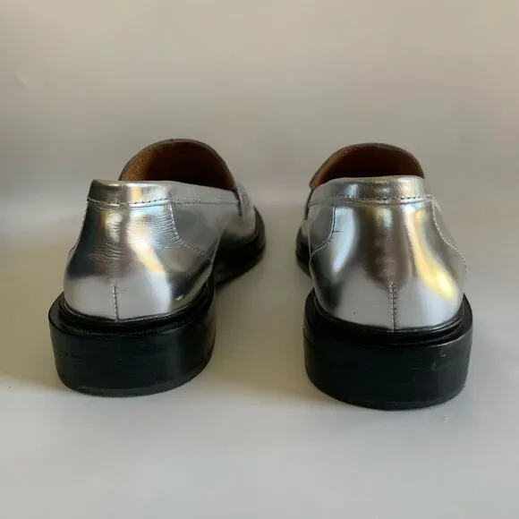Madewell The Vernon Leather Loafer in Silver Size 9