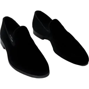 Magnanni Jareth Black Velvet Loafers for Men - Elegant Footwear Size 8.5