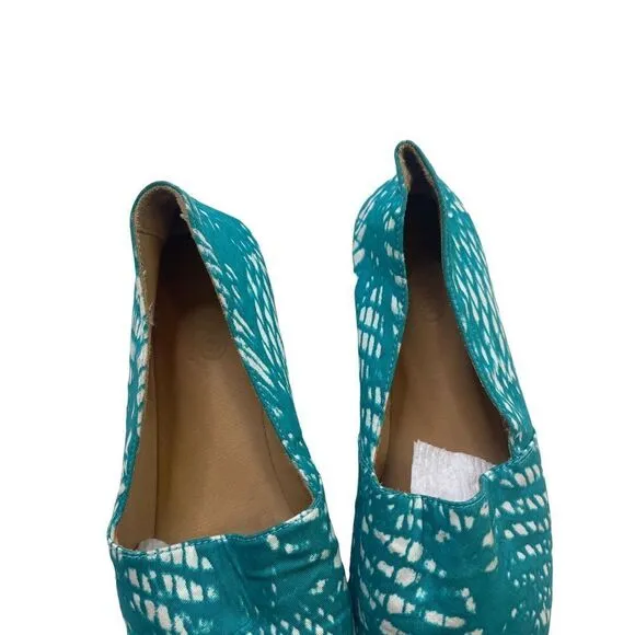 Maison Martin Margiela Canvas Floral Print Flats Women’s Blue-Green Size 7