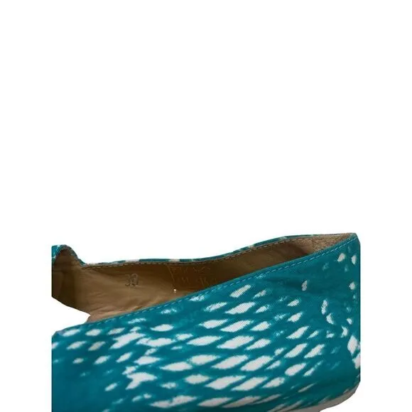 Maison Martin Margiela Canvas Floral Print Flats Women’s Blue-Green Size 7