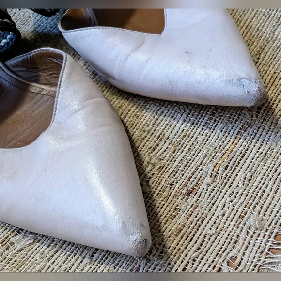 MALONE SOULIERS x ROKSANDA Hannah Leather Flats w/ Woven Strap in Vanilla