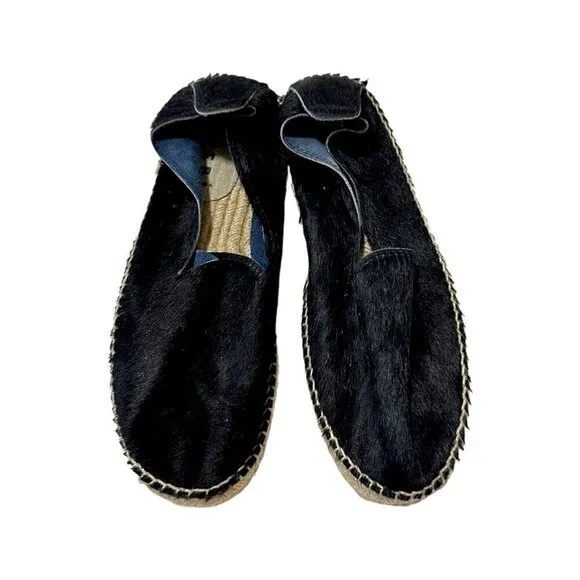 Manebi Dakota calf hair espadrilles, Size 41EU, Black calf hair