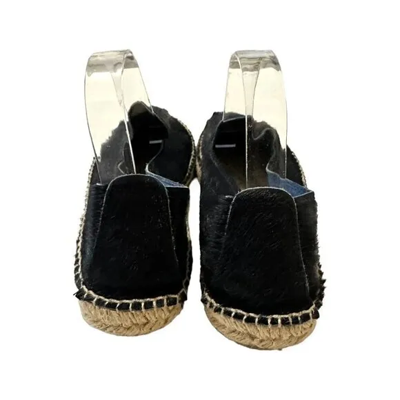 Manebi Dakota calf hair espadrilles, Size 41EU, Black calf hair