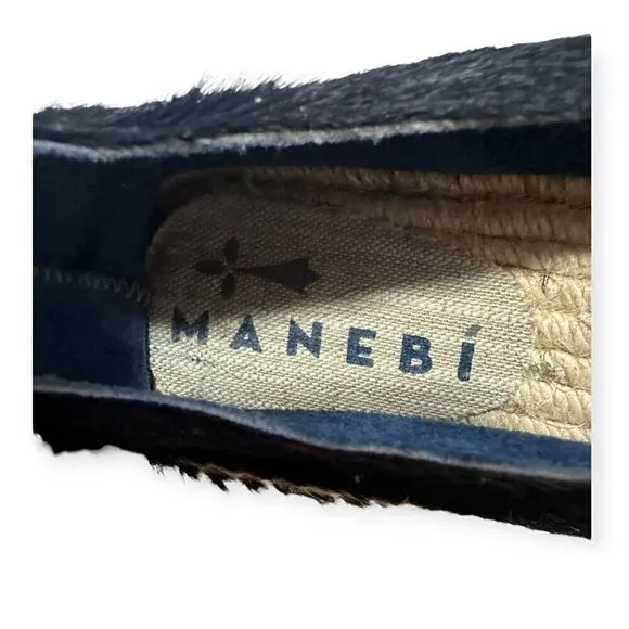 Manebi Dakota calf hair espadrilles, Size 41EU, Black calf hair