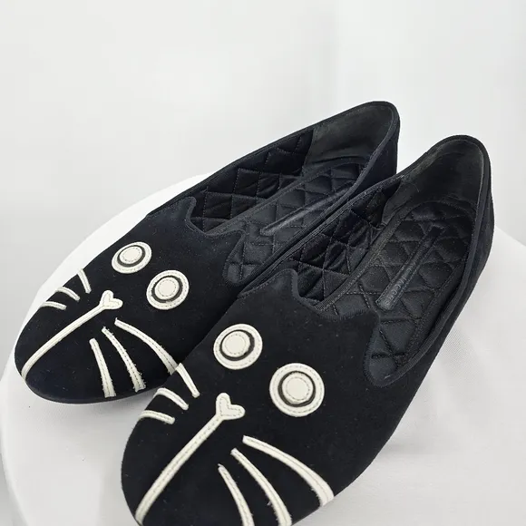 Marc by Marc Jacobs Black Suede Cat Face Loafers | Size 9.5