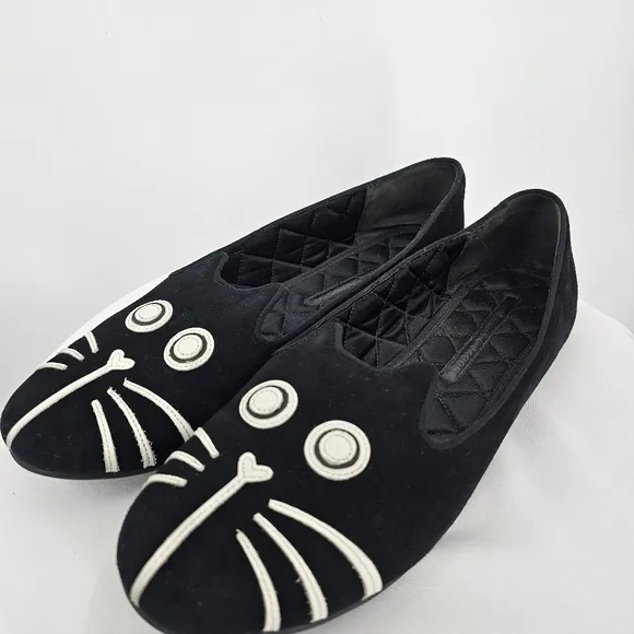 Marc by Marc Jacobs Black Suede Cat Face Loafers | Size 9.5