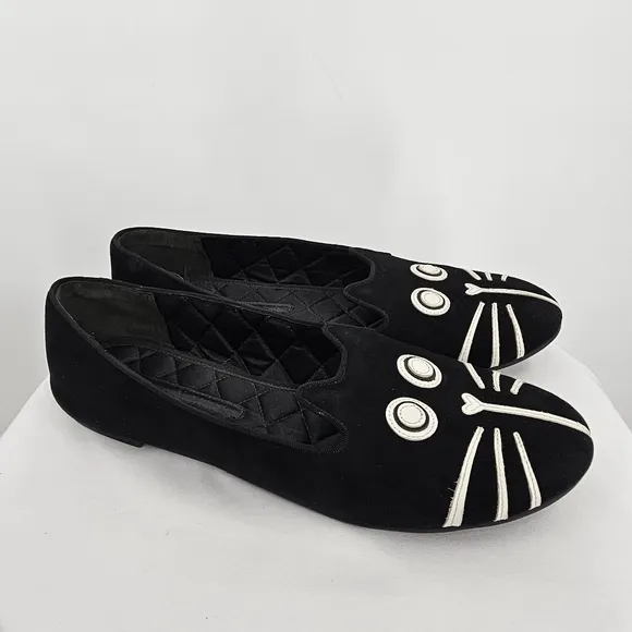 Marc by Marc Jacobs Black Suede Cat Face Loafers | Size 9.5