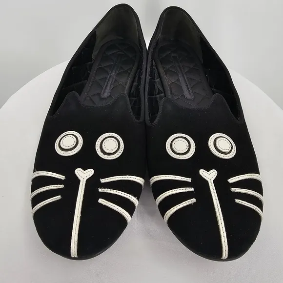 Marc by Marc Jacobs Black Suede Cat Face Loafers | Size 9.5