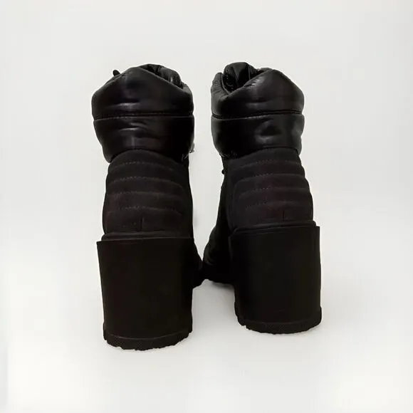 Marc Fisher Velima Black Suede Combat Lug Chunky Heel Ankle Boots Size 10 NEW