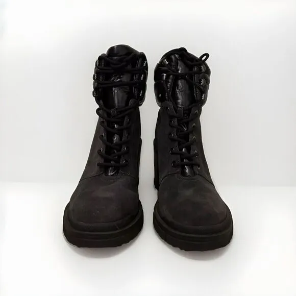 Marc Fisher Velima Black Suede Combat Lug Chunky Heel Ankle Boots Size 10 NEW
