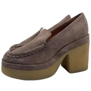 Marc Fisher Womens Shoes Lina Platform Loafers Sz 7 Tan Suede Chunky Sole Casual