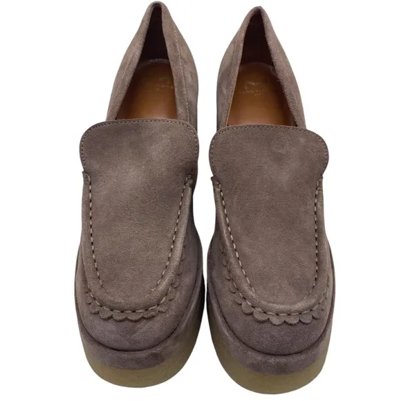 Marc Fisher Womens Shoes Lina Platform Loafers Sz 7 Tan Suede Chunky Sole Casual