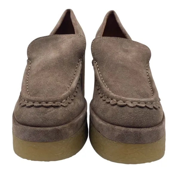 Marc Fisher Womens Shoes Lina Platform Loafers Sz 7 Tan Suede Chunky Sole Casual