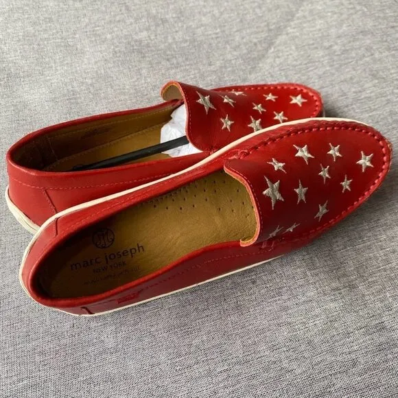 MARC JOSEPH NEW YORK Unisex Leather Driver with White Star Detail Loafer