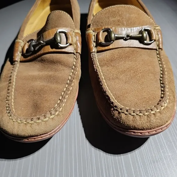 Martin Dingman‎ Bill Suede Horse Bit Loafers Men’s 9.5M Brown EUC